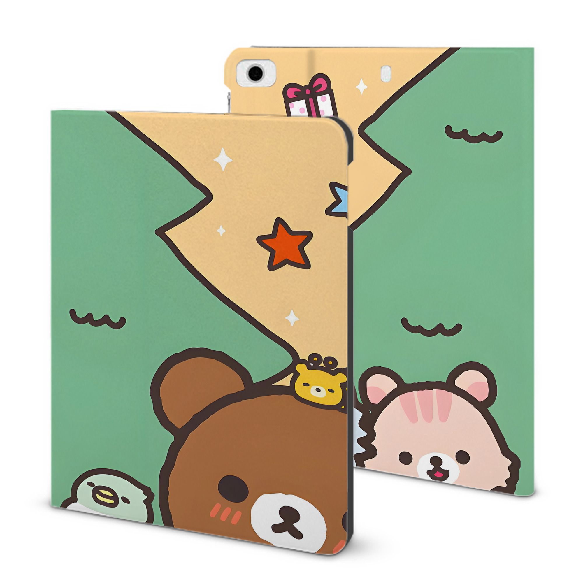 （画像用） リラックマ リラックマ キイロイトリ Rilakkuma Korilakkuma Kiiroitori IPad ケース ブック型 PUレザー TPU 耐衝撃 軽量 薄型 ペン収納なし 全面保護 IPad 各モデル対応